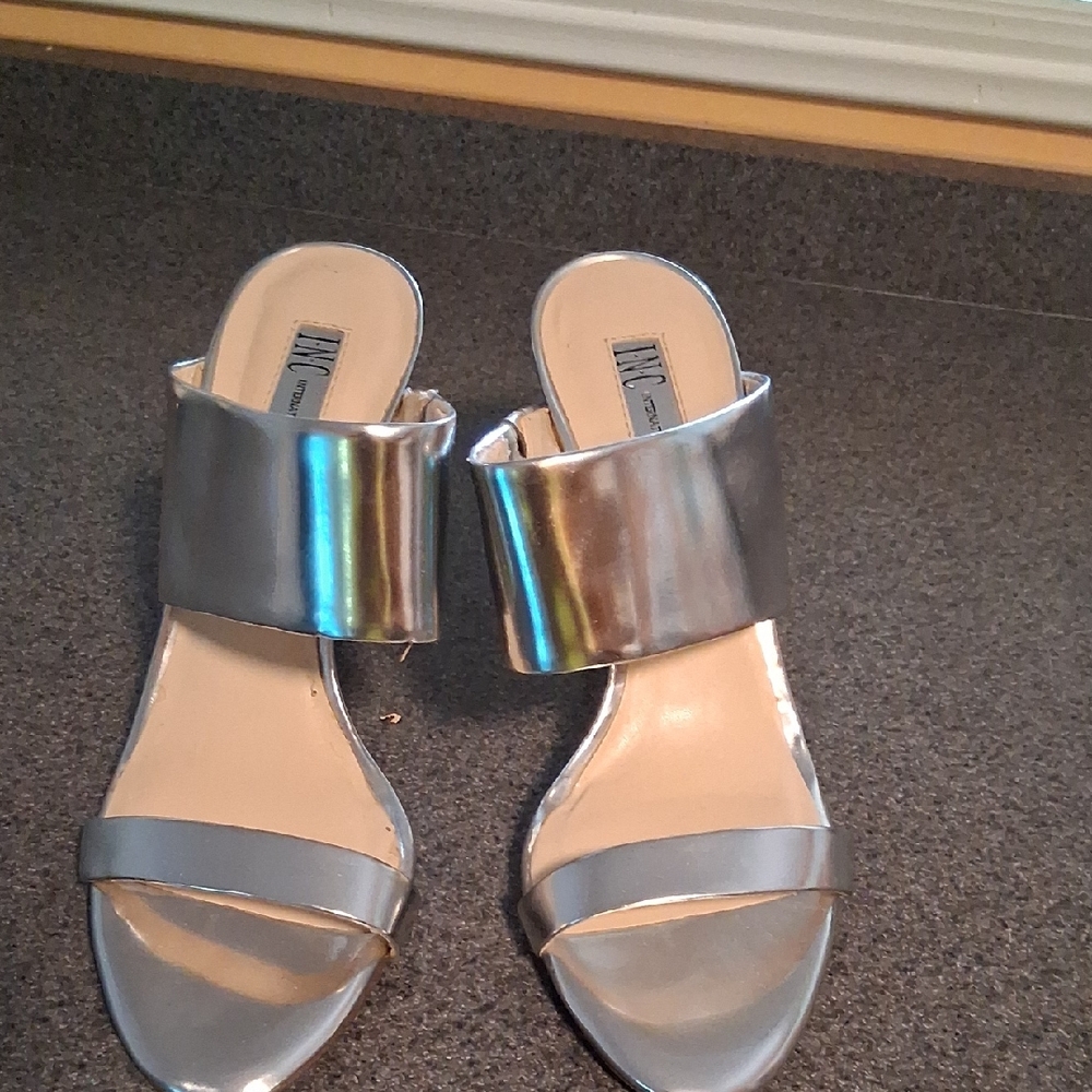 INC International Concepts Silver Mules